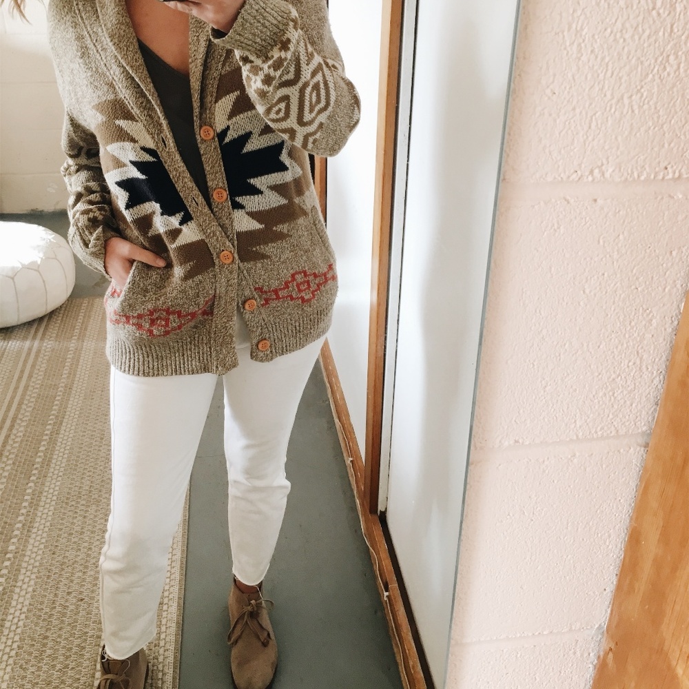 Uo Koto Southwestern Navajo Shawl Sweater